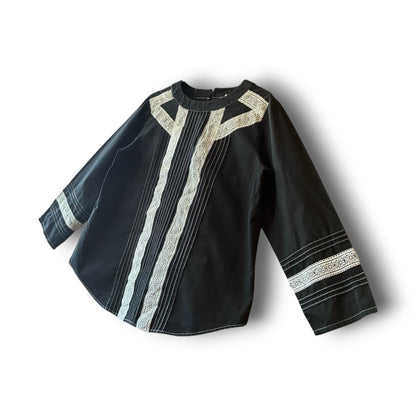 One-of-a-Kind Black Dyed Lace Blouse | Japanese Reworked Vintage Garment | zivun