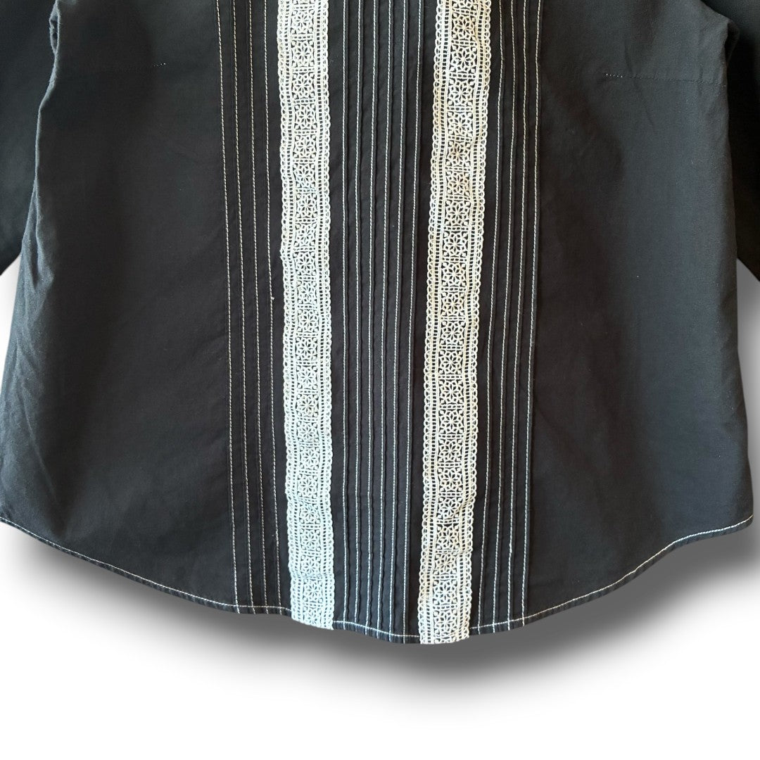 One-of-a-Kind Black Dyed Lace Blouse | Japanese Reworked Vintage Garment | zivun
