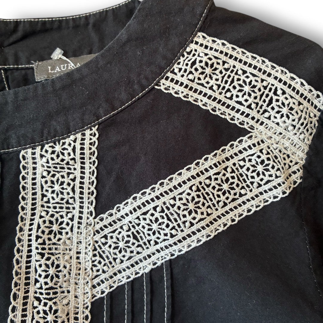 One-of-a-Kind Black Dyed Lace Blouse | Japanese Reworked Vintage Garment | zivun