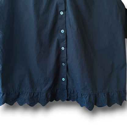 One-of-a-Kind Black Dyed Sailor Collar Blouse | Japanese Reworked Blouse | zivun