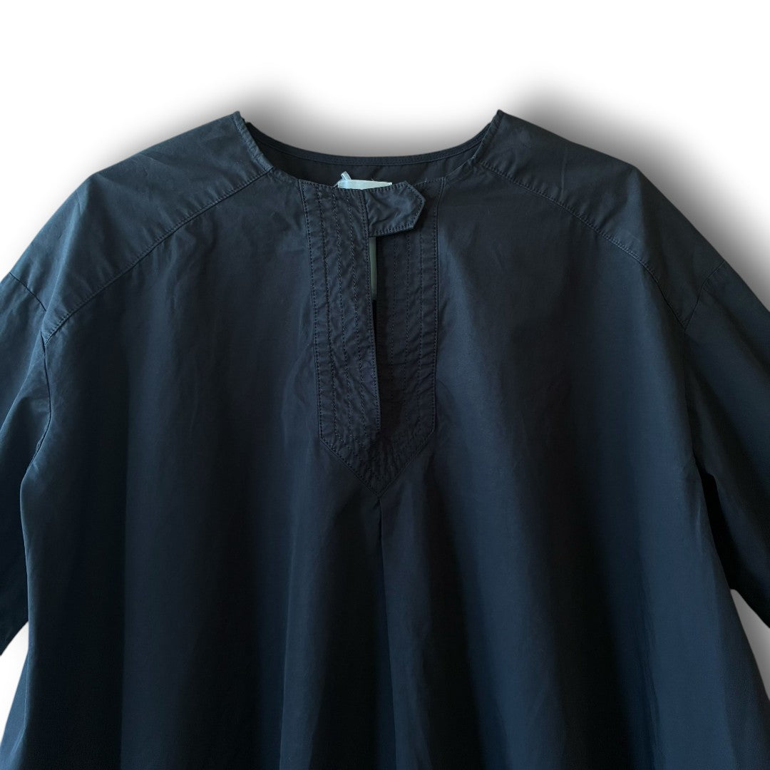 One-of-a-Kind Black Dyed Pullover Blouse | Japanese Reworked Flared Silhouette Top | zivun