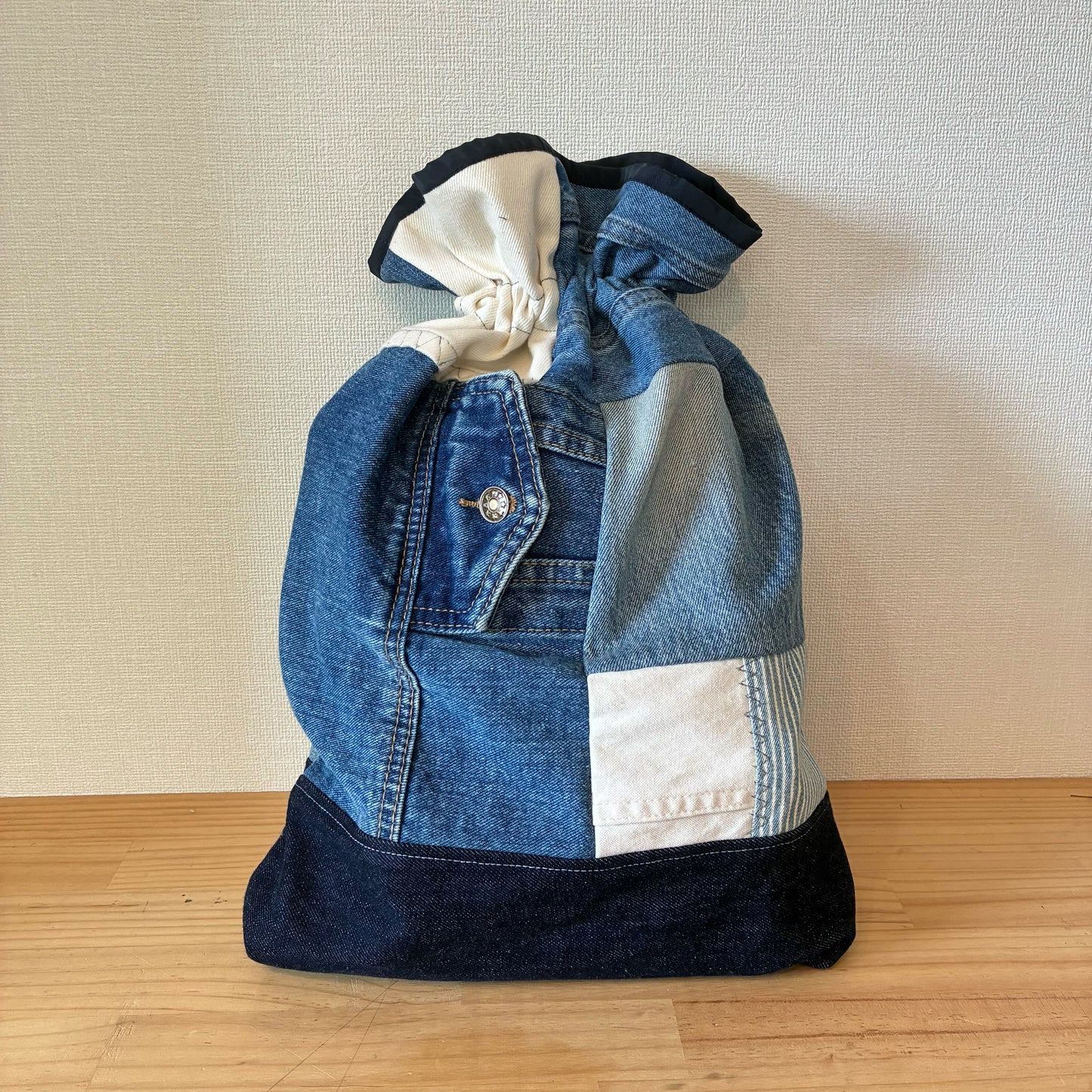 zivun 入学入園バッグ5点セット｜再構築デニム 一点物 レッスンバッグ・シューズケース・巾着セット【OLD FLIP】