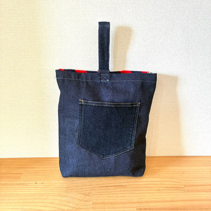 再構築 入学入園バッグ5点セット｜古着リメイク レッスンバッグ・シューズケース・お着替え袋・お弁当袋・コップ袋【一点物】