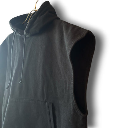 One-of-a-Kind Black Dyed Sleeveless Hoodie | Japanese Reworked Oversized Hoodie | zivun