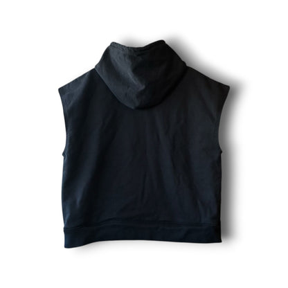 One-of-a-Kind Black Dyed Sleeveless Hoodie | Japanese Reworked Oversized Hoodie | zivun