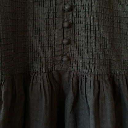 One-of-a-Kind Black Dyed Pintuck Pullover Blouse | Japanese Reworked Vintage Garment | zivun