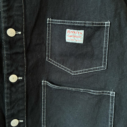 One-of-a-Kind Black Dyed Collarless Denim Jacket | Japanese Reworked Jacket | zivun