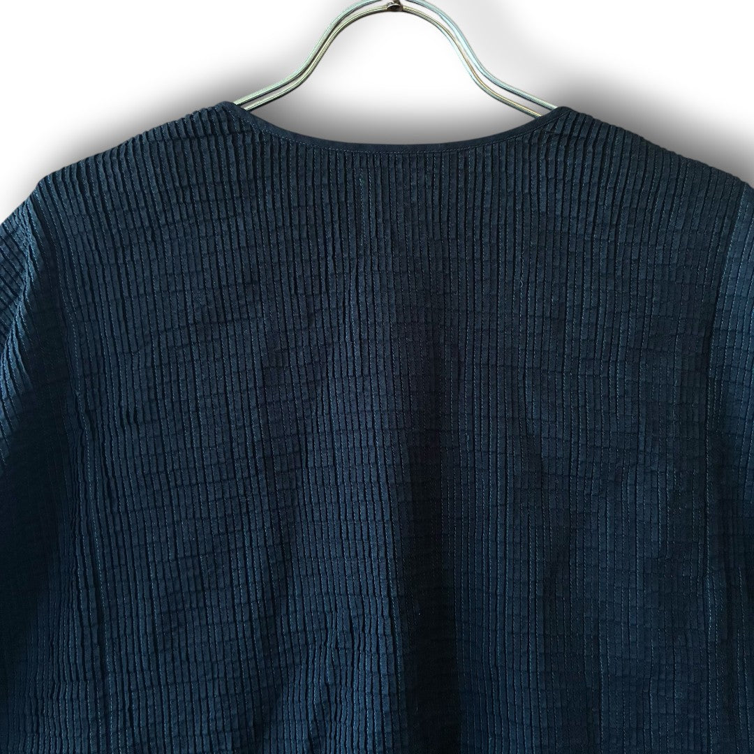 One-of-a-Kind Black Dyed Pintuck Pullover Blouse | Japanese Reworked Vintage Garment | zivun