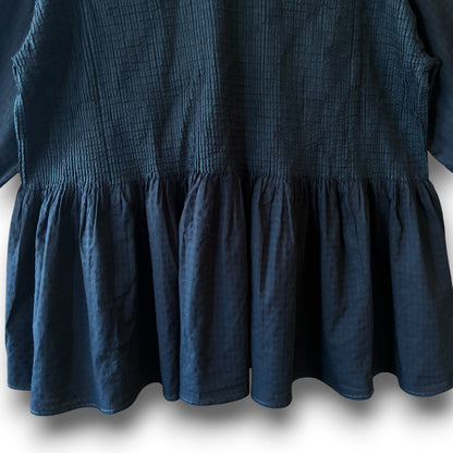 One-of-a-Kind Black Dyed Pintuck Pullover Blouse | Japanese Reworked Vintage Garment | zivun