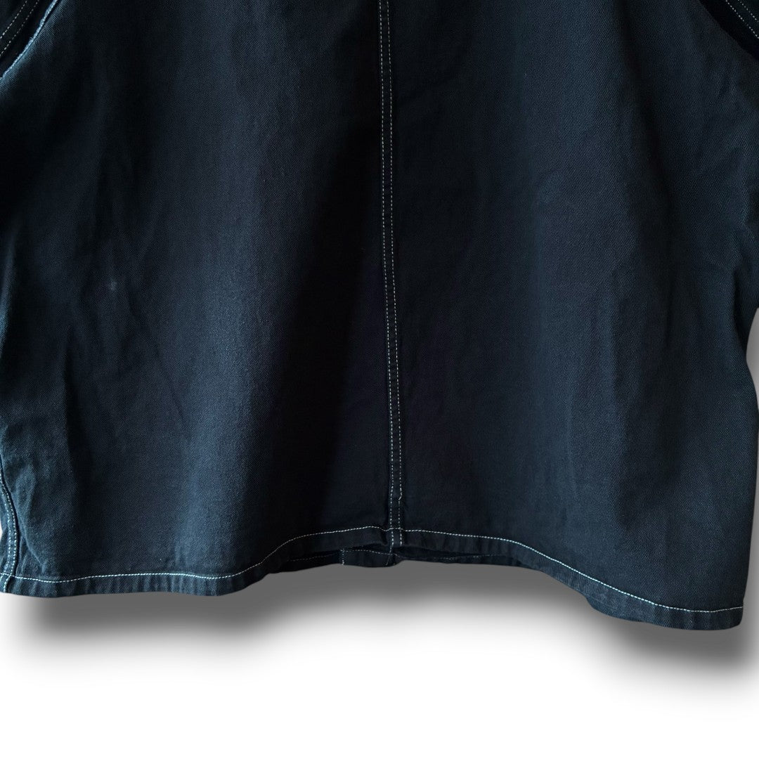 One-of-a-Kind Black Dyed Collarless Denim Jacket | Japanese Reworked Jacket | zivun
