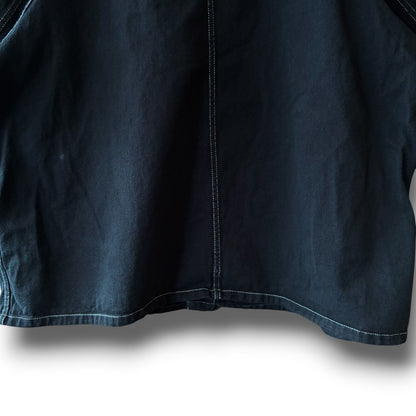 One-of-a-Kind Black Dyed Collarless Denim Jacket | Japanese Reworked Jacket | zivun
