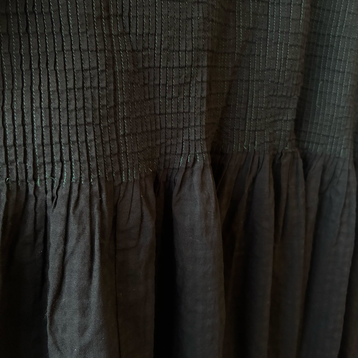 One-of-a-Kind Black Dyed Pintuck Pullover Blouse | Japanese Reworked Vintage Garment | zivun