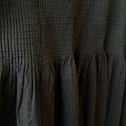 One-of-a-Kind Black Dyed Pintuck Pullover Blouse | Japanese Reworked Vintage Garment | zivun