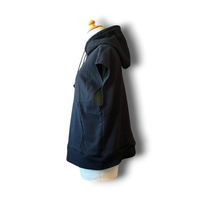 One-of-a-Kind Black Dyed Sleeveless Hoodie | Japanese Reworked Oversized Hoodie | zivun