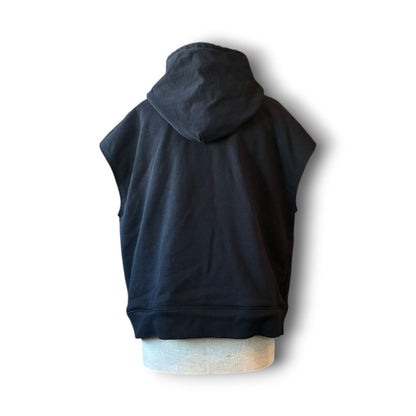 One-of-a-Kind Black Dyed Sleeveless Hoodie | Japanese Reworked Oversized Hoodie | zivun