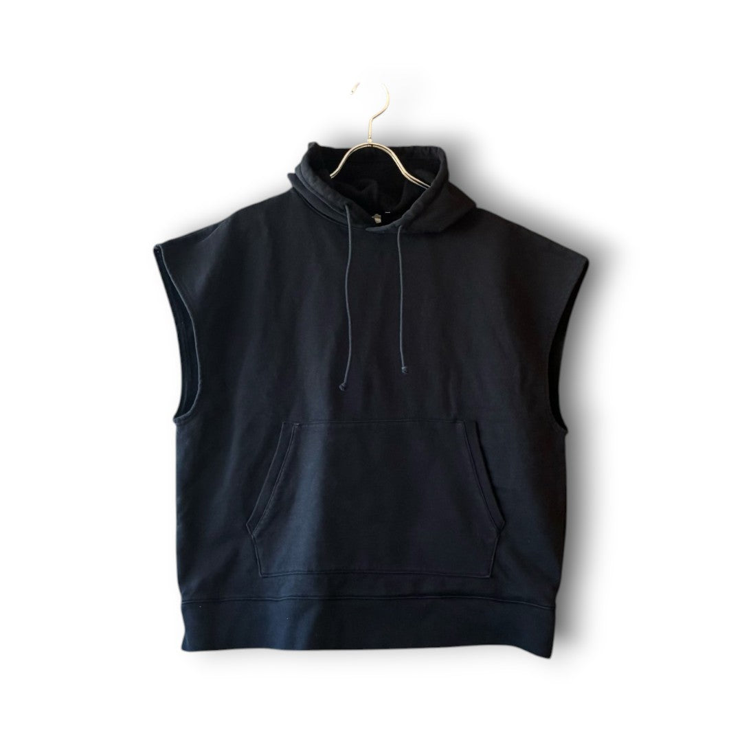 One-of-a-Kind Black Dyed Sleeveless Hoodie | Japanese Reworked Oversized Hoodie | zivun