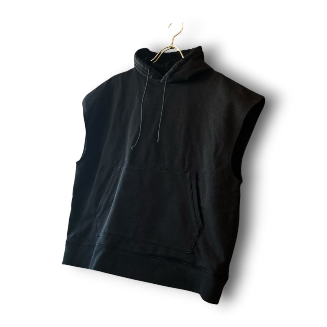 One-of-a-Kind Black Dyed Sleeveless Hoodie | Japanese Reworked Oversized Hoodie | zivun