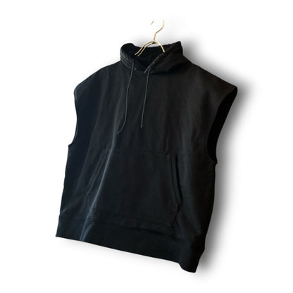 One-of-a-Kind Black Dyed Sleeveless Hoodie | Japanese Reworked Oversized Hoodie | zivun