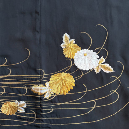 zivun Remade Kurotomesode Cushion Cover | Phoenix Embroidery Japanese Pattern Luxury Interior One-of-a-Kind 50x50cm【OLD FLIP】