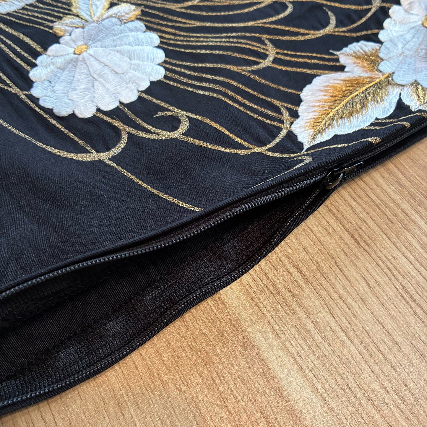 zivun Remade Kurotomesode Cushion Cover | Phoenix Embroidery Japanese Pattern Luxury Interior One-of-a-Kind 50x50cm【OLD FLIP】