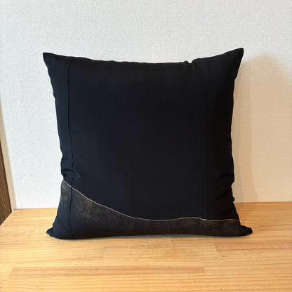 zivun Remade Kurotomesode Cushion Cover | Phoenix Embroidery Japanese Pattern Luxury Interior One-of-a-Kind 50x50cm 【OLD FLIP】