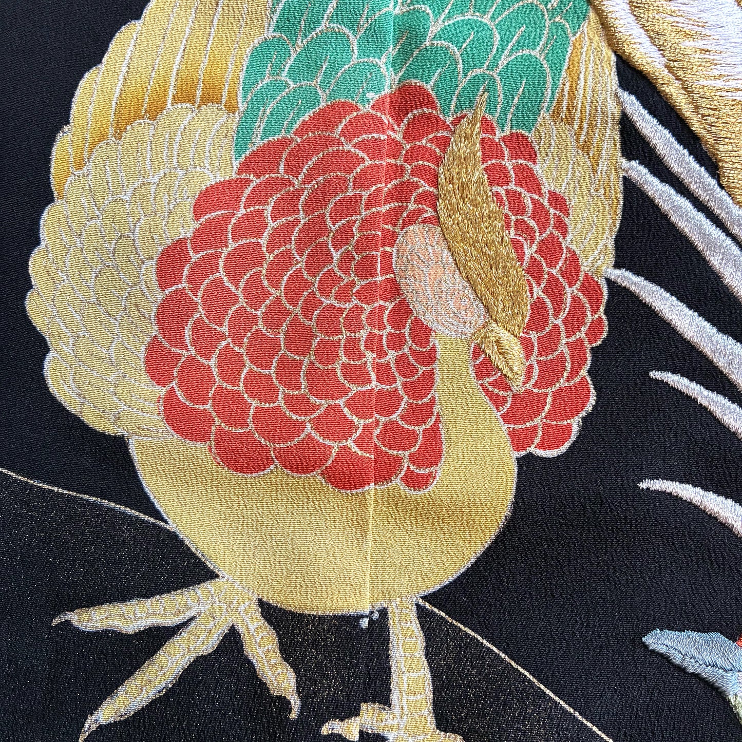 zivun Remade Kurotomesode Cushion Cover | Phoenix Embroidery Japanese Pattern Luxury Interior One-of-a-Kind 50x50cm 【OLD FLIP】
