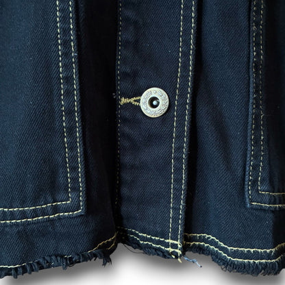 One-of-a-Kind Black Dyed Denim Short Jacket | Japanese Reworked Denim Jacket | zivun