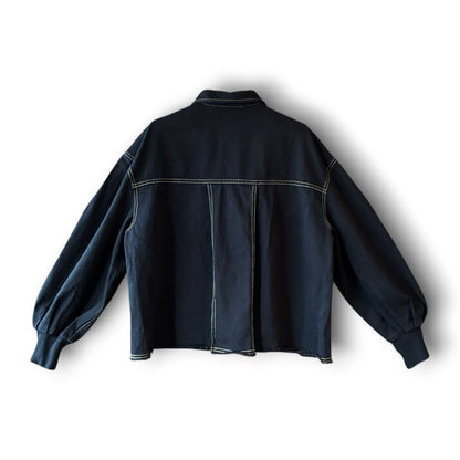 One-of-a-Kind Black Dyed Denim Short Jacket | Japanese Reworked Denim Jacket | zivun