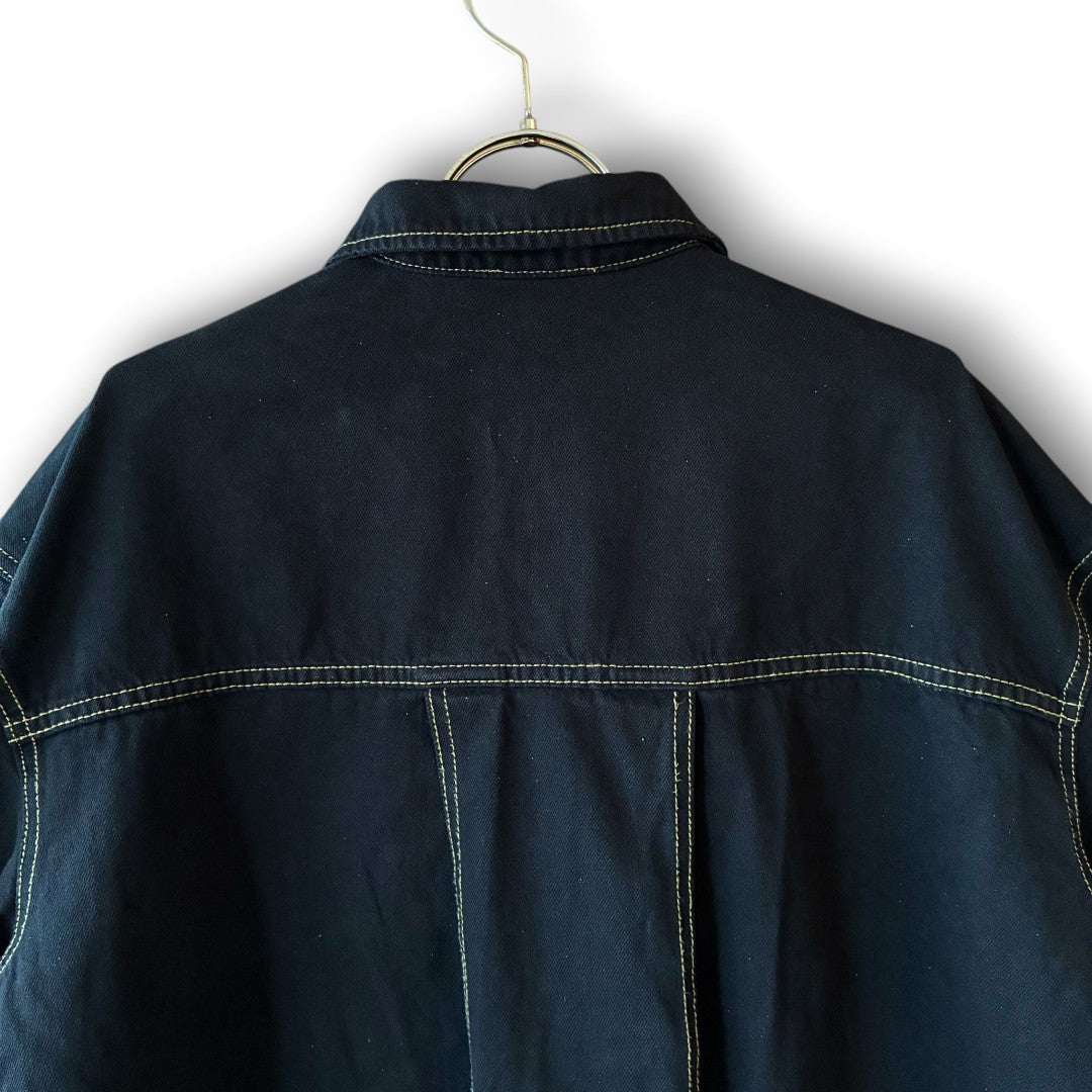 One-of-a-Kind Black Dyed Denim Short Jacket | Japanese Reworked Denim Jacket | zivun