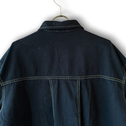 One-of-a-Kind Black Dyed Denim Short Jacket | Japanese Reworked Denim Jacket | zivun
