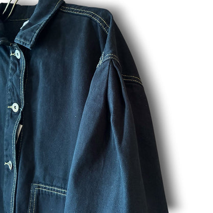 One-of-a-Kind Black Dyed Denim Short Jacket | Japanese Reworked Denim Jacket | zivun
