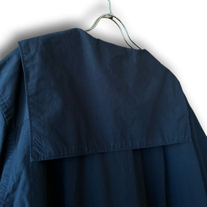 One-of-a-Kind Black Dyed Sailor Collar Shirt Dress | Japanese Reworked Long Dress | zivun