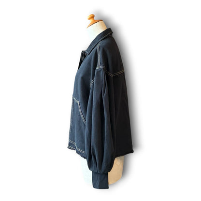 One-of-a-Kind Black Dyed Denim Short Jacket | Japanese Reworked Denim Jacket | zivun