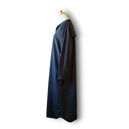 One-of-a-Kind Black Dyed Sailor Collar Shirt Dress | Japanese Reworked Long Dress | zivun