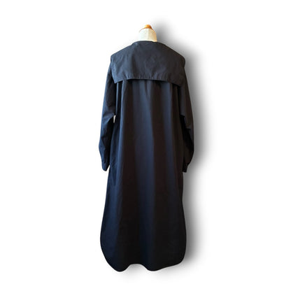 One-of-a-Kind Black Dyed Sailor Collar Shirt Dress | Japanese Reworked Long Dress | zivun