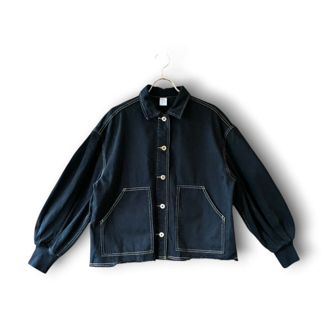 One-of-a-Kind Black Dyed Denim Short Jacket | Japanese Reworked Denim Jacket | zivun