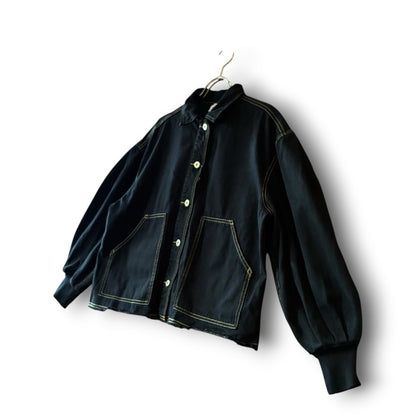 One-of-a-Kind Black Dyed Denim Short Jacket | Japanese Reworked Denim Jacket | zivun