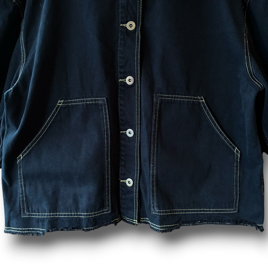 One of a Kind Black Dyed Denim Short Jacket Reworked Vintage – OLD