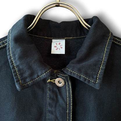 One-of-a-Kind Black Dyed Denim Short Jacket | Japanese Reworked Denim Jacket | zivun