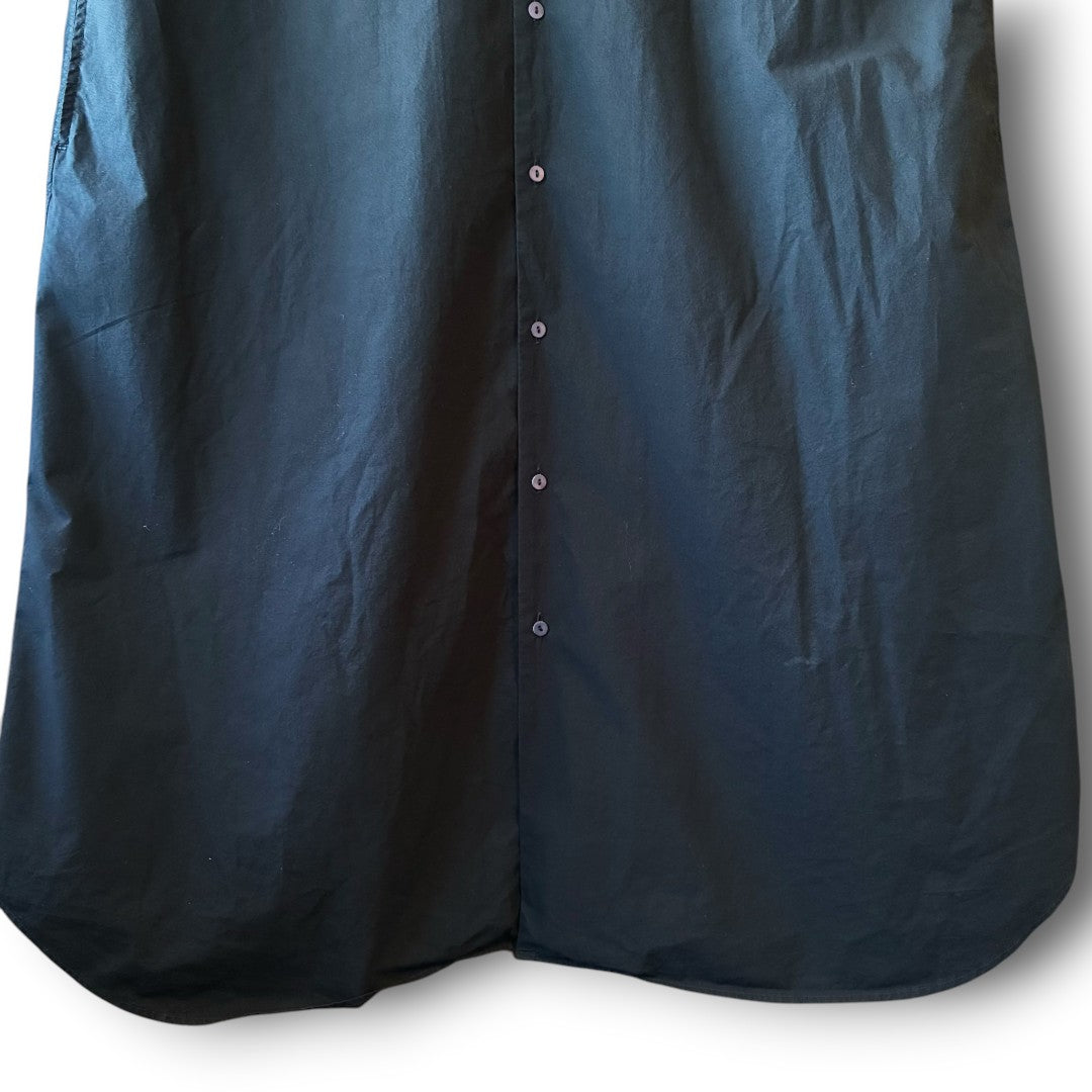 One-of-a-Kind Black Dyed Sailor Collar Shirt Dress | Japanese Reworked Long Dress | zivun