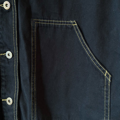 One-of-a-Kind Black Dyed Denim Short Jacket | Japanese Reworked Denim Jacket | zivun