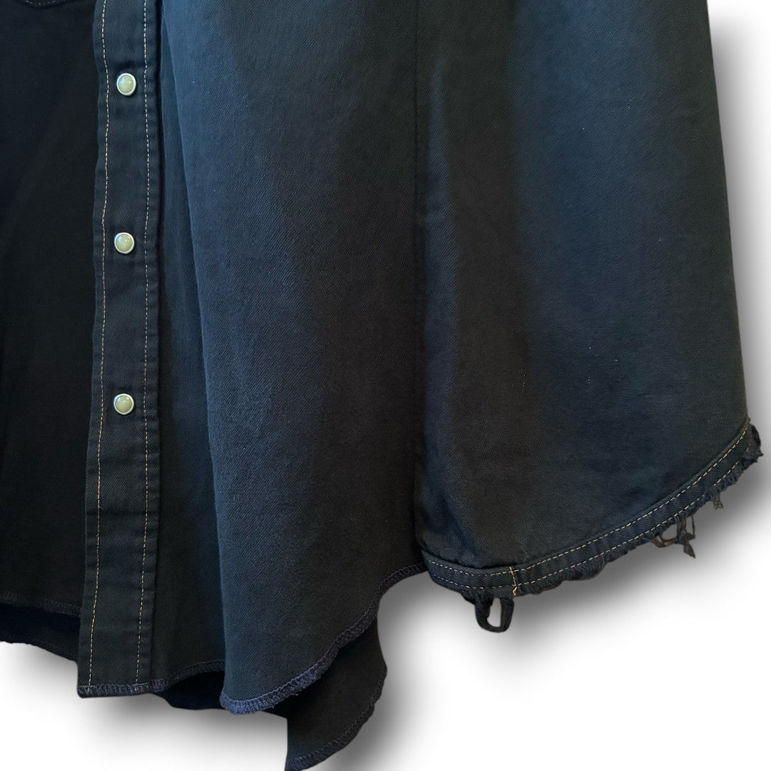 One-of-a-Kind Black Dyed Denim Shirt Dress | Japanese Reworked Denim Dress | zivun