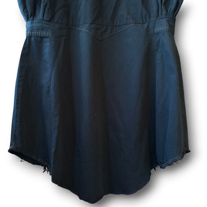 One-of-a-Kind Black Dyed Denim Shirt Dress | Japanese Reworked Denim Dress | zivun
