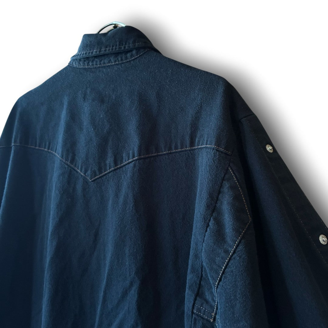 One-of-a-Kind Black Dyed Denim Shirt Dress | Japanese Reworked Denim Dress | zivun