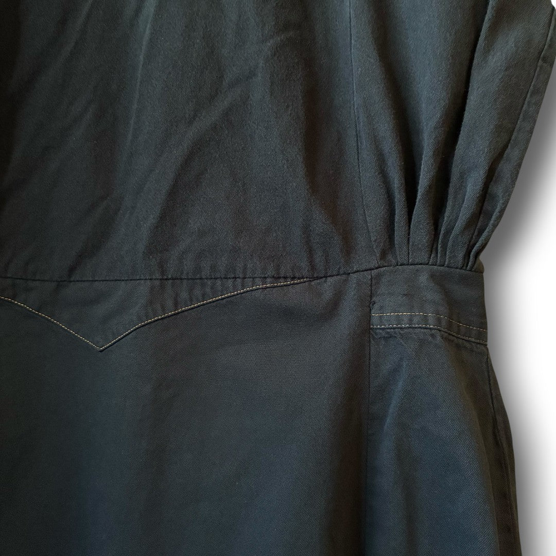 One-of-a-Kind Black Dyed Denim Shirt Dress | Japanese Reworked Denim Dress | zivun