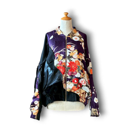 zivun by Nao Reconstructed Furisode MA-1 Jacket | Asymmetrical | Unisex | One-of-a-Kind | OLD FLIP
