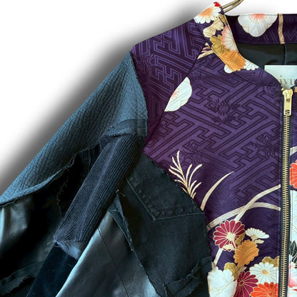 zivun by Nao Reconstructed Furisode MA-1 Jacket | Asymmetrical | Unisex | One-of-a-Kind | OLD FLIP