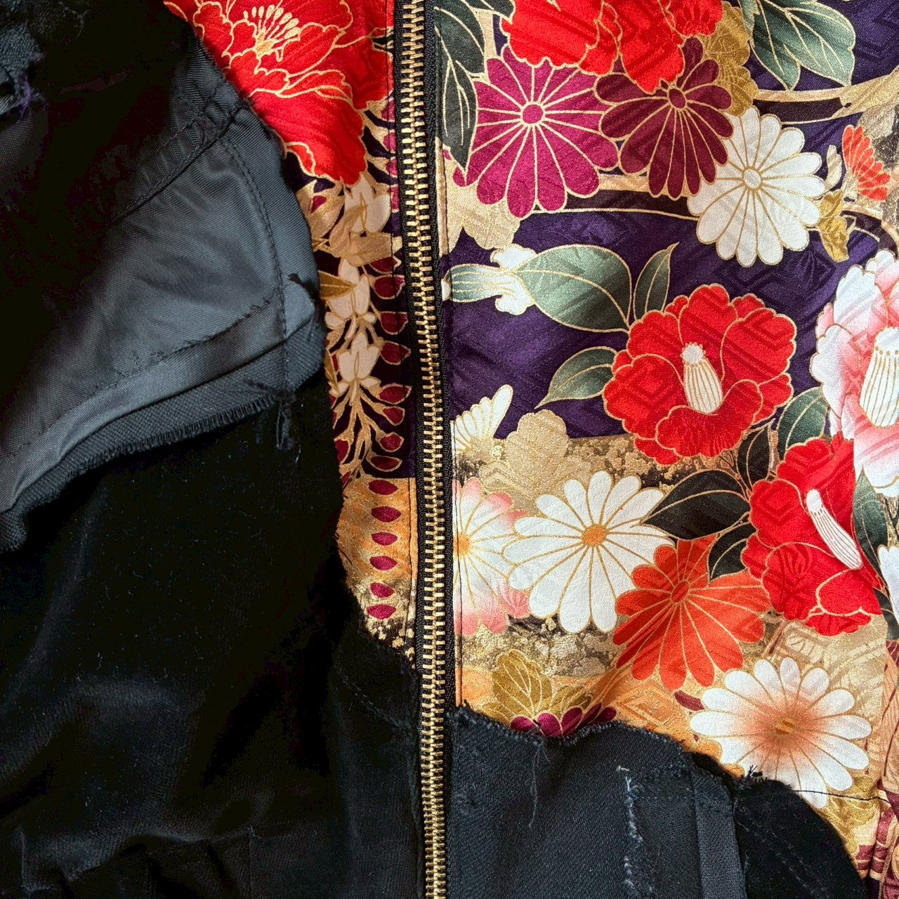 zivun by Nao Reconstructed Furisode MA-1 Jacket | Asymmetrical | Unisex | One-of-a-Kind | OLD FLIP