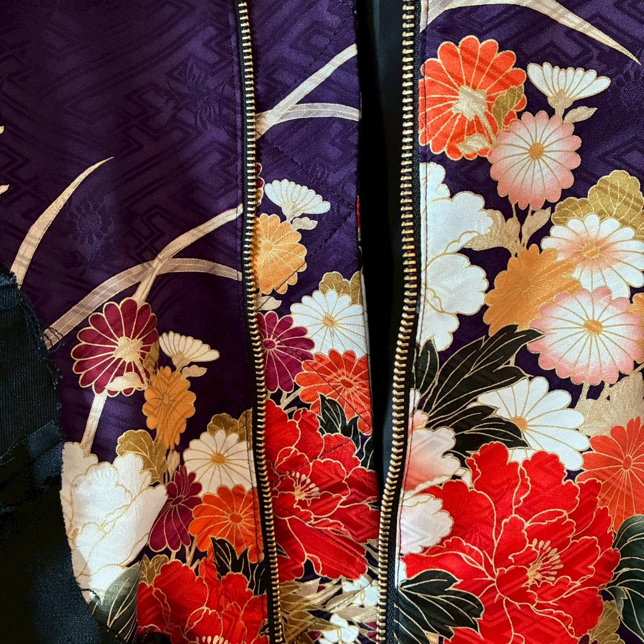 zivun by Nao Reconstructed Furisode MA-1 Jacket | Asymmetrical | Unisex | One-of-a-Kind | OLD FLIP