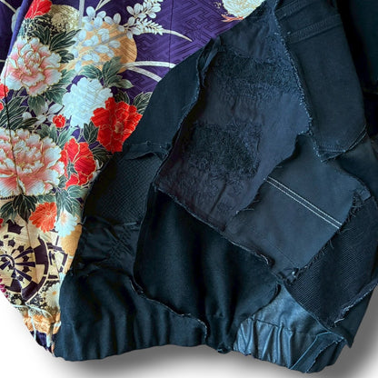 zivun by Nao Reconstructed Furisode MA-1 Jacket | Asymmetrical | Unisex | One-of-a-Kind | OLD FLIP